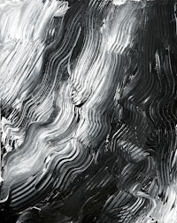 a black and white painting with swirls on it